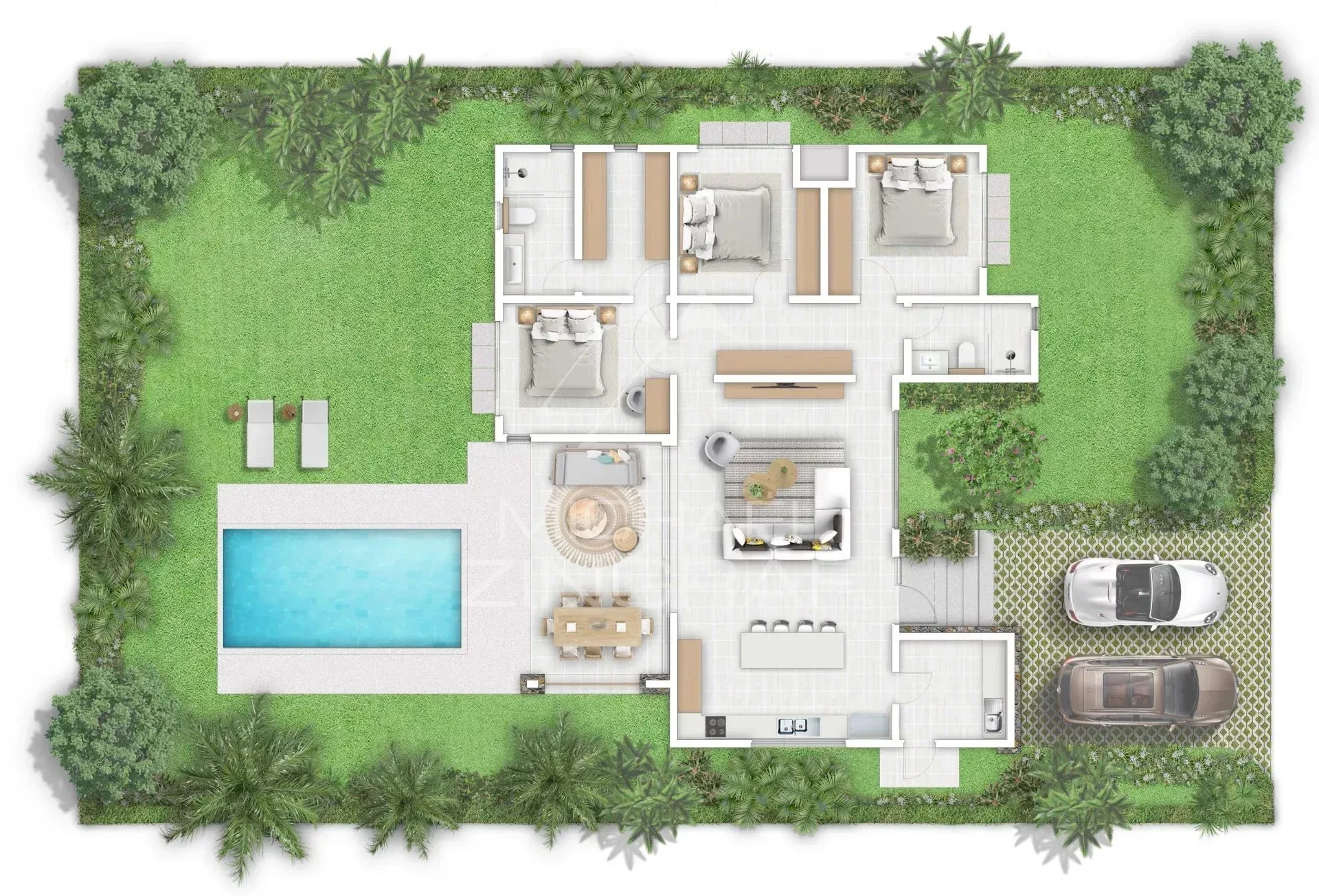Villa 3 Chambres avec Jardin Privatif à Anahita Beau Champ - 3