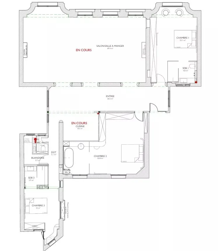 EXCLUSIVITÉ -  AVENUE RAPP - APPARTEMENT DE RÉCEPTION - 3 SUITES - 16