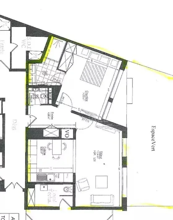 A vendre - 2 Pièces - Inkermann-  Jardin - Lycée Pasteur- Bon état - 13