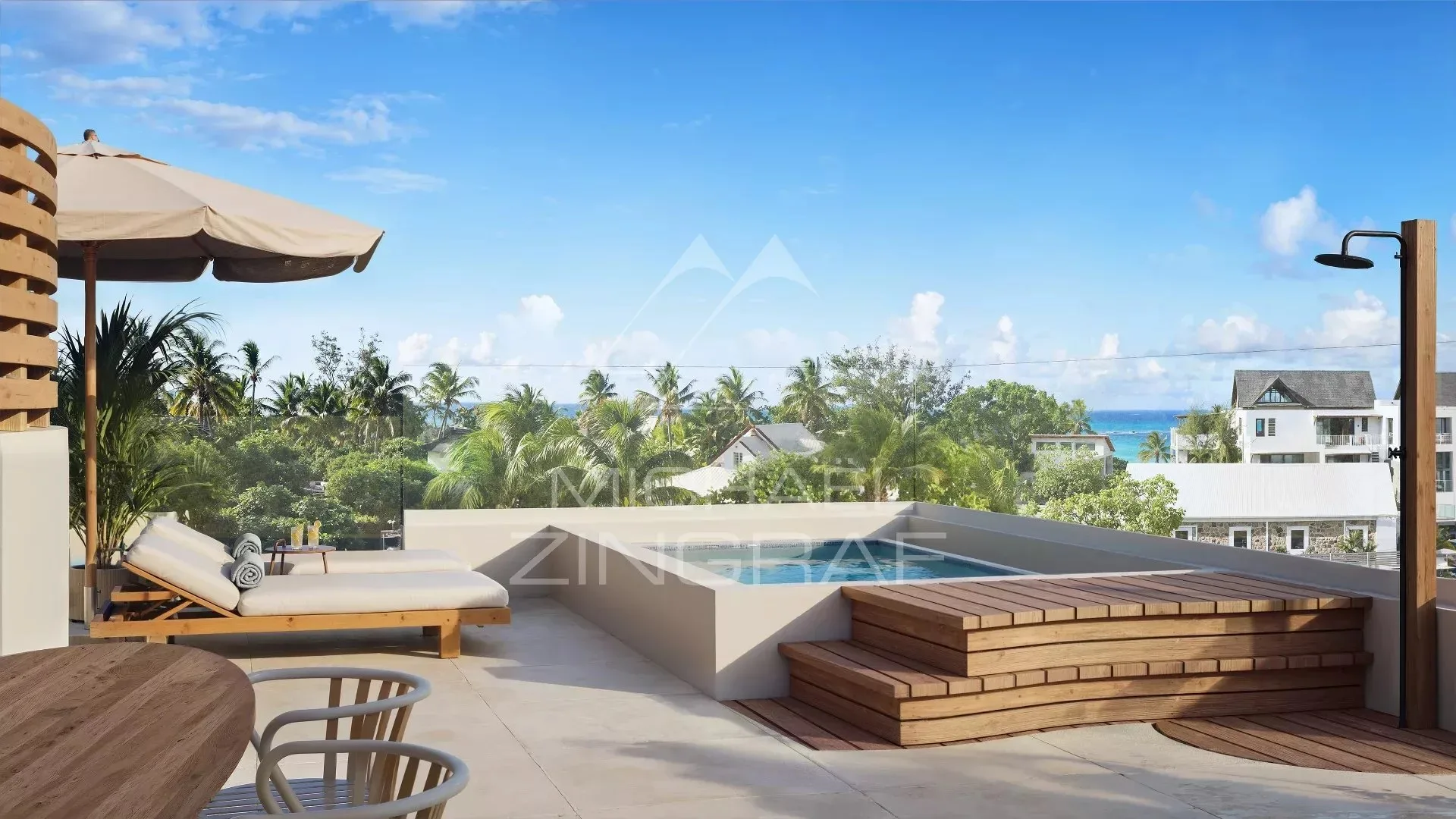 Penthouse 3 chambres avec accès direct au rooftop – Pointe aux Canonniers