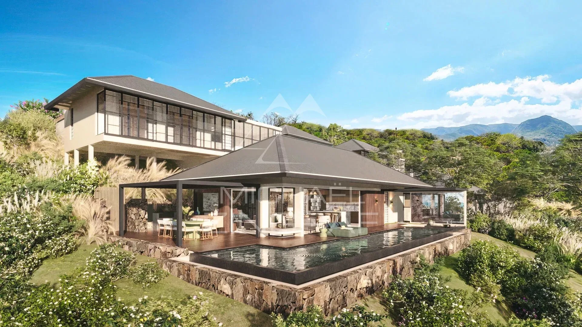 Villa de luxe avec vue panoramique sur Le Morne Brabant