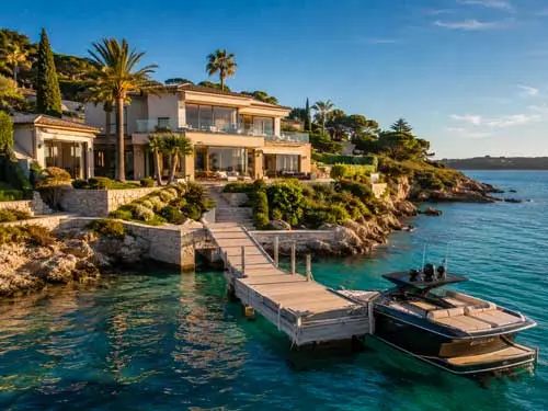villa avec ponton d'amarrage